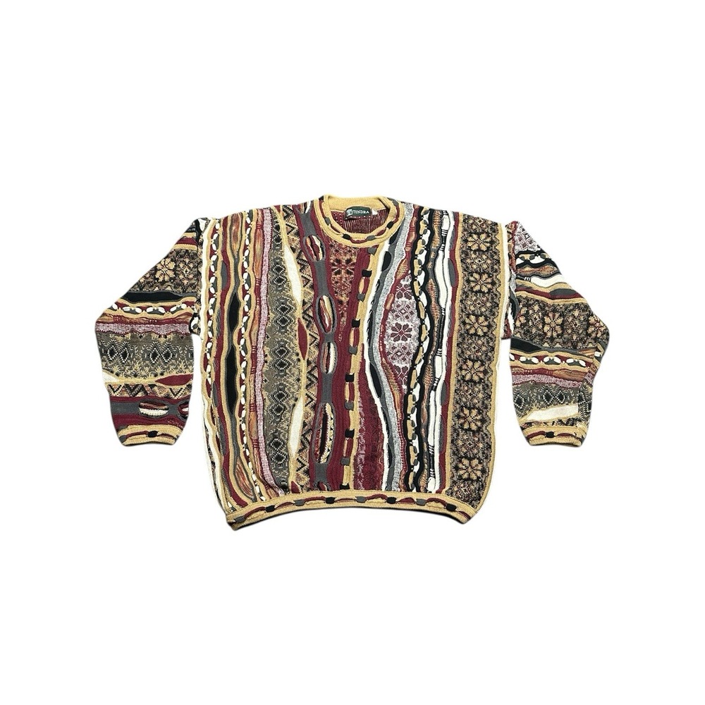 Vintage Tundra‎ Canada Men's Coogi Style Sweater XL 90s Hip Hop 3D Knit